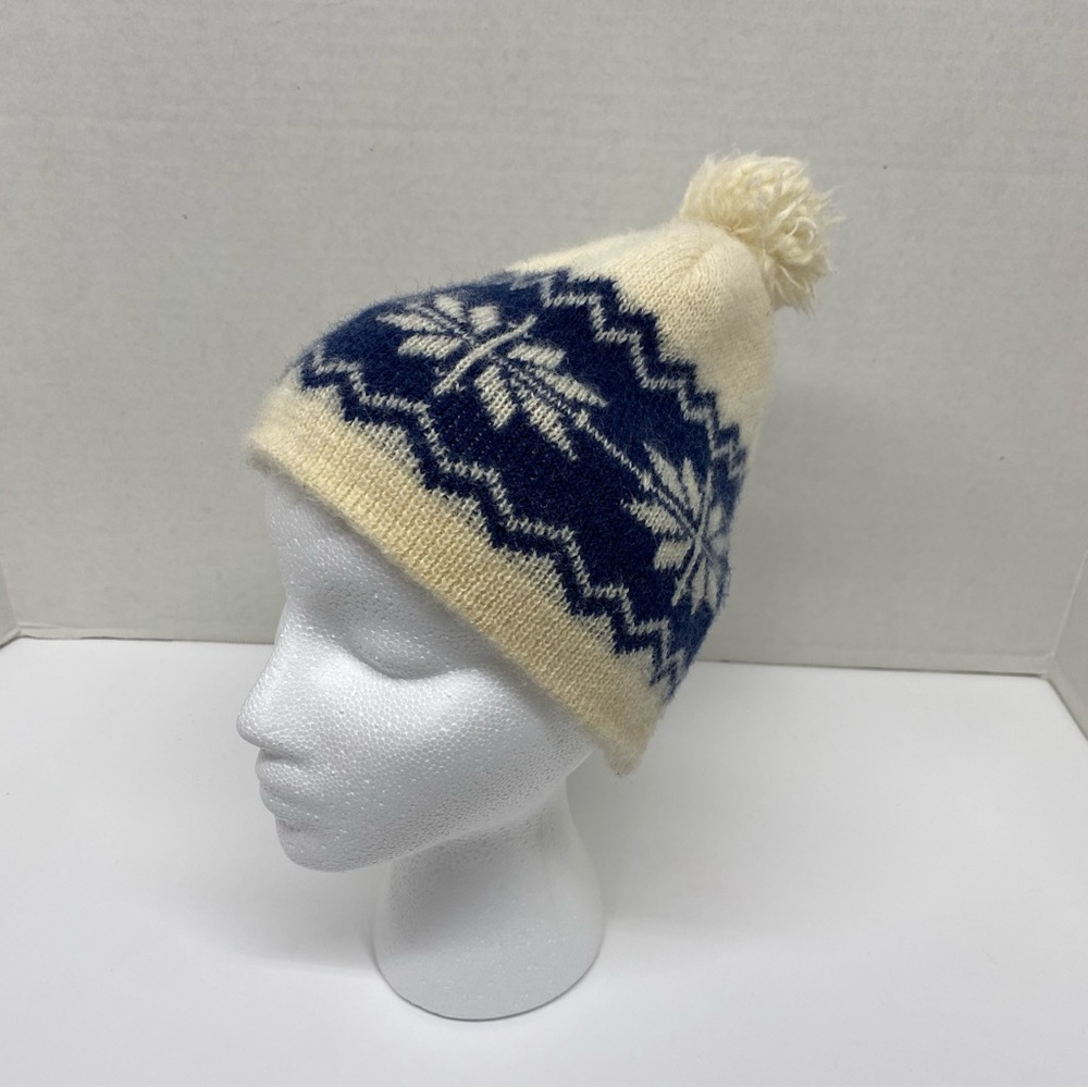 Wigwam 100% Pure Wool Outer Shell Boggan Hat 100% Polypropylene Made in USA FLAW